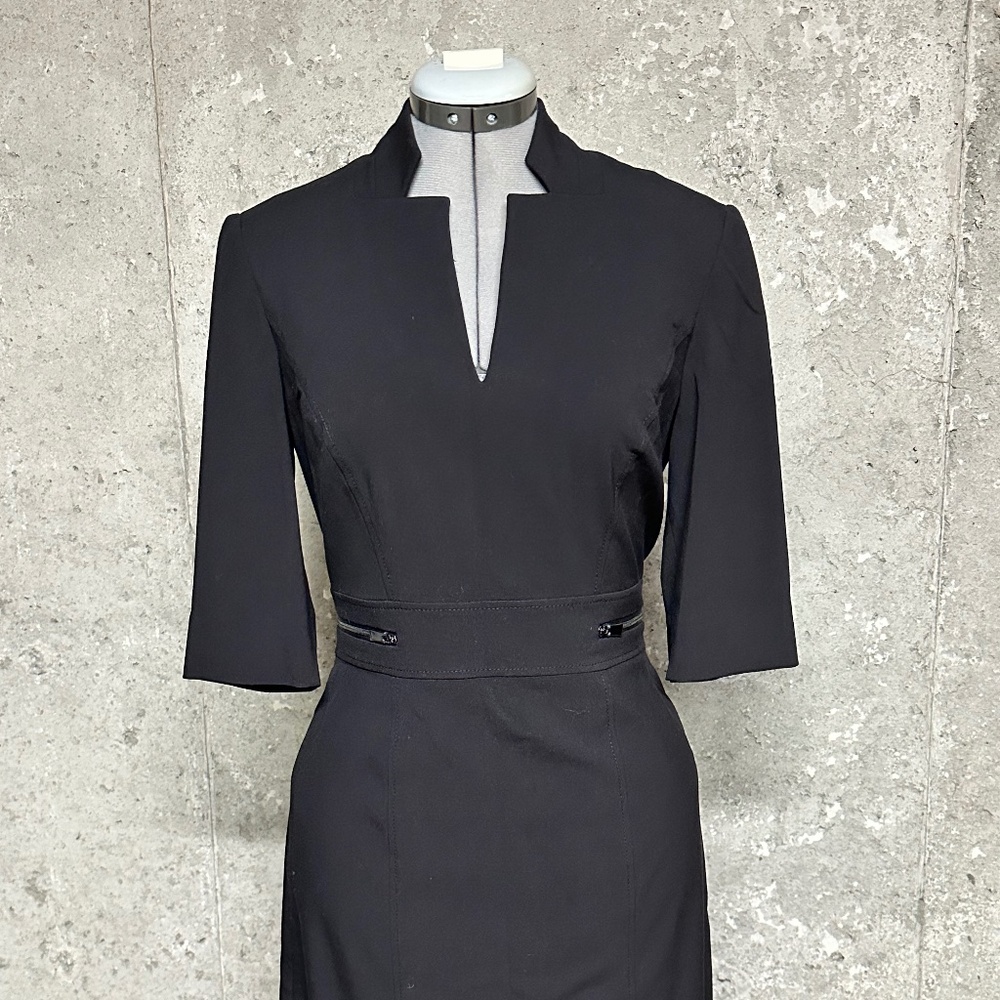 Tahari Arthur S. Levine Little Black Dress w/Waisted Zipper Embellishments